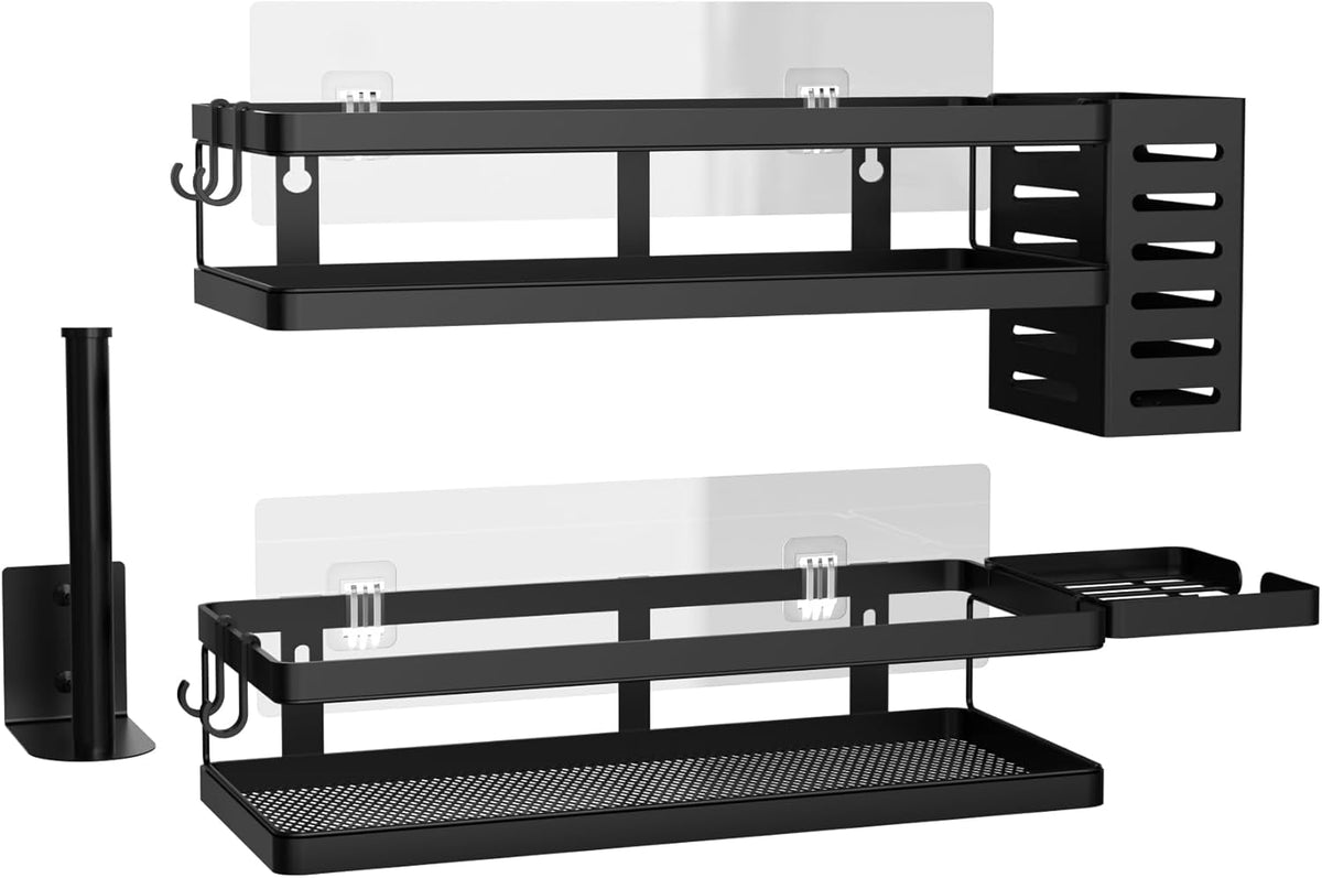 PUSDON Metal Wall Hanging Basket 2 Packs DIY Suitable for Multiple Scenes - Middle Black Guardrail