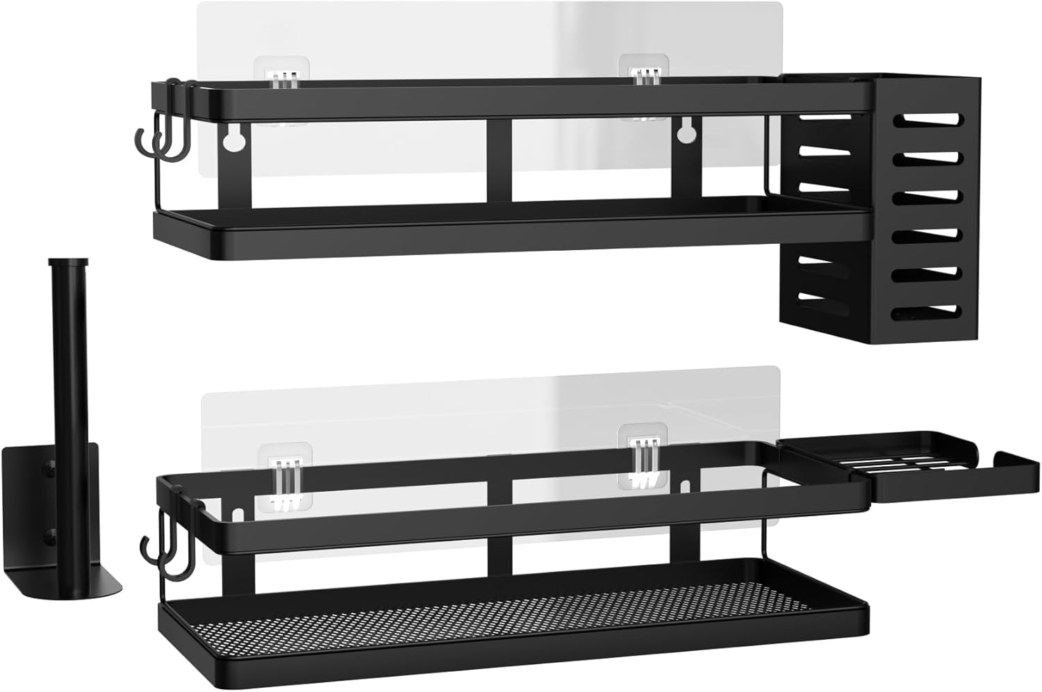 PUSDON Metal Wall Hanging Basket 2 Packs DIY Suitable for Multiple Scenes - Middle Black Guardrail