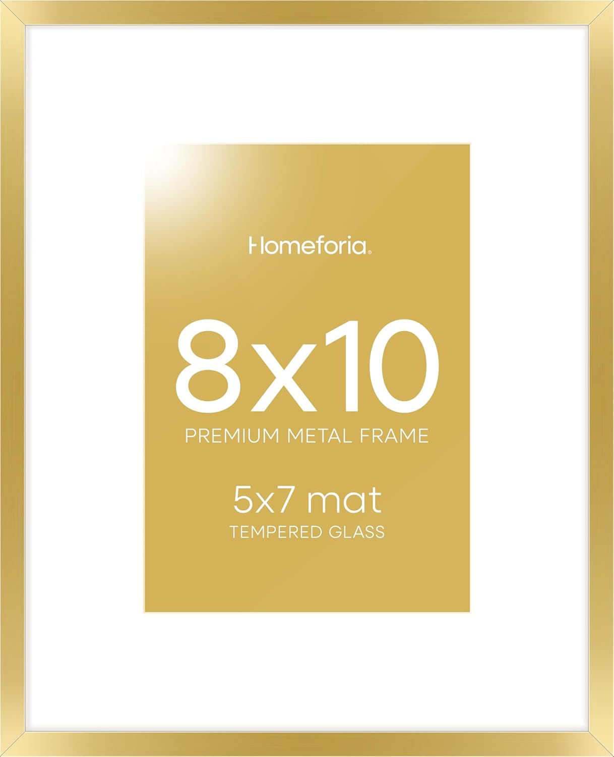 Homeforia 8x10 Picture Frame Gold, High End Metal 8 x 10 Photo Frames with Mat 5 by 7 Art, 10x8