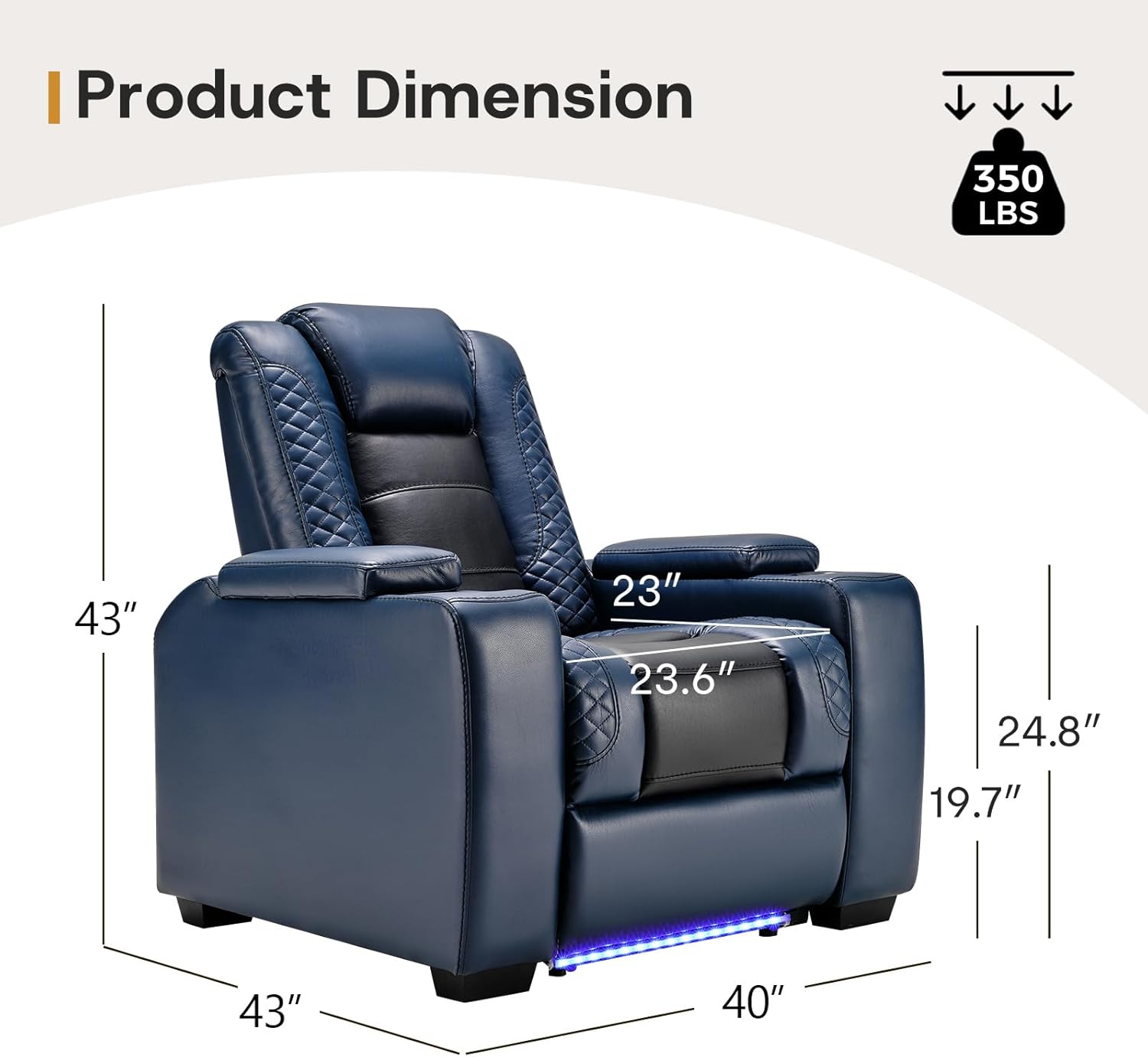 ANJ Power Home Theater Seating, PU Leather Electric Recliner Chair with Powered Headrest, Dual