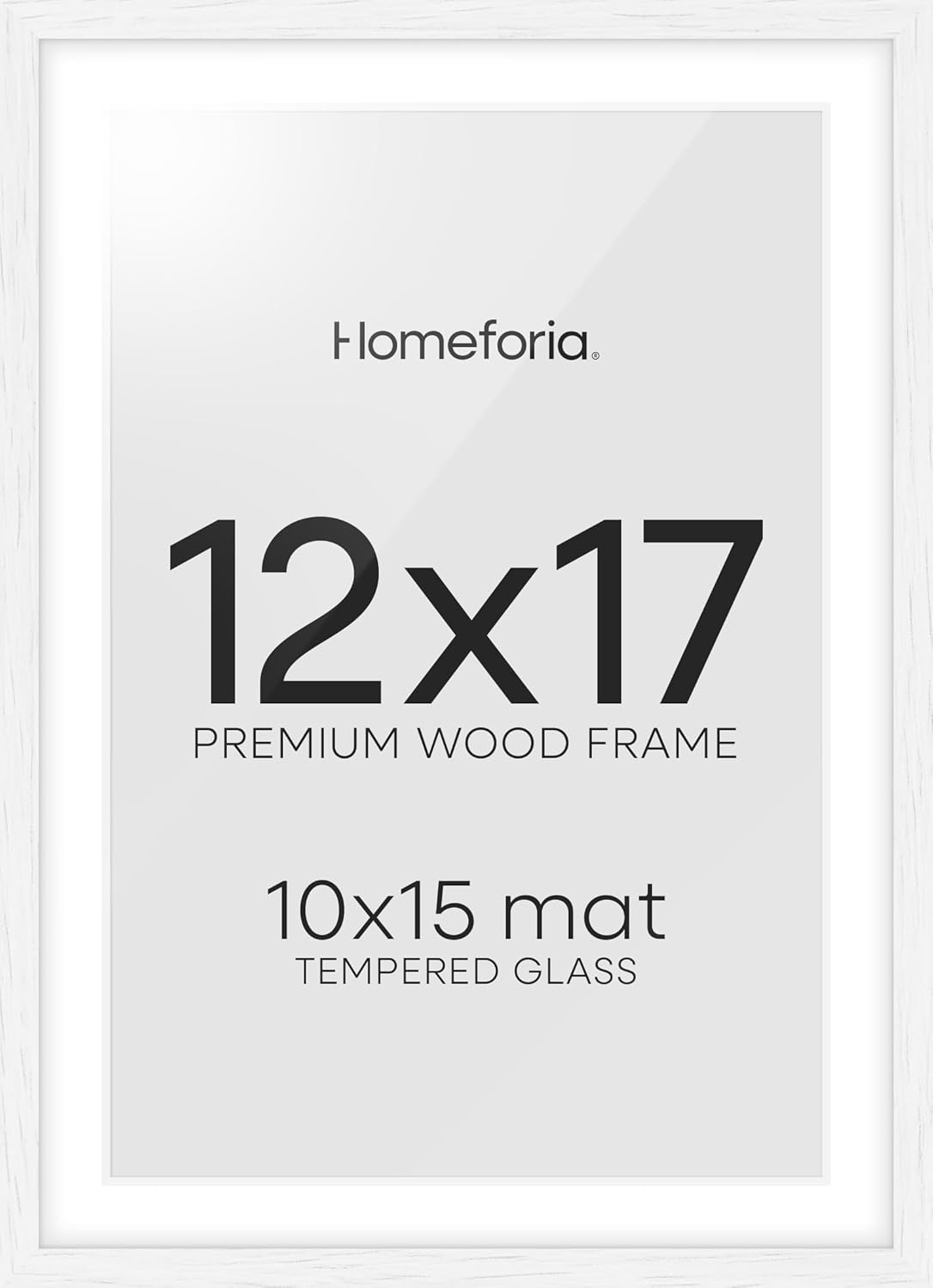 Homeforia 12x17 White Picture Frame, High End Oak 12x17 White Wooden Poster Frames with Mat 10x15