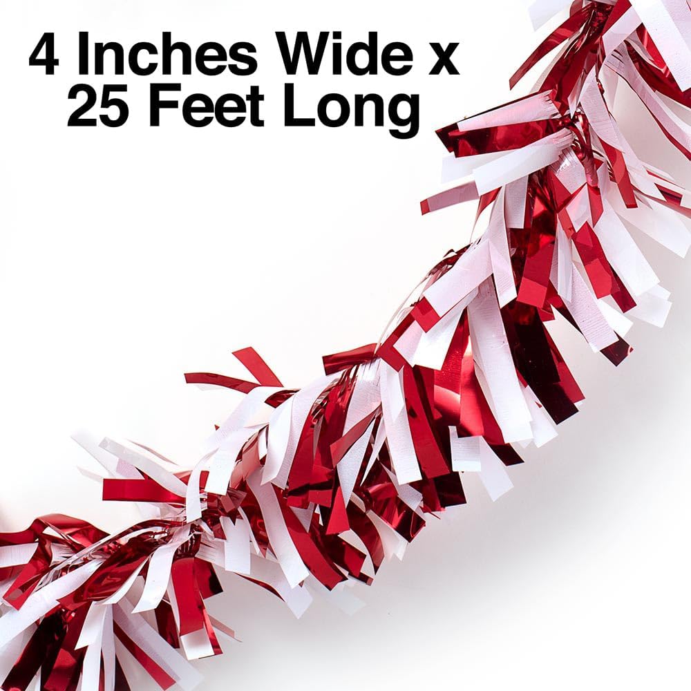 Anderson's Red & White Sparkle Glitter Metallic Tinsel Twist for Trailer Or Golf Cart, 4 inches