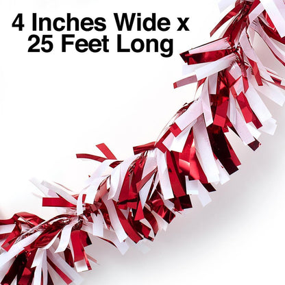 Anderson's Red & White Sparkle Glitter Metallic Tinsel Twist for Trailer Or Golf Cart, 4 inches
