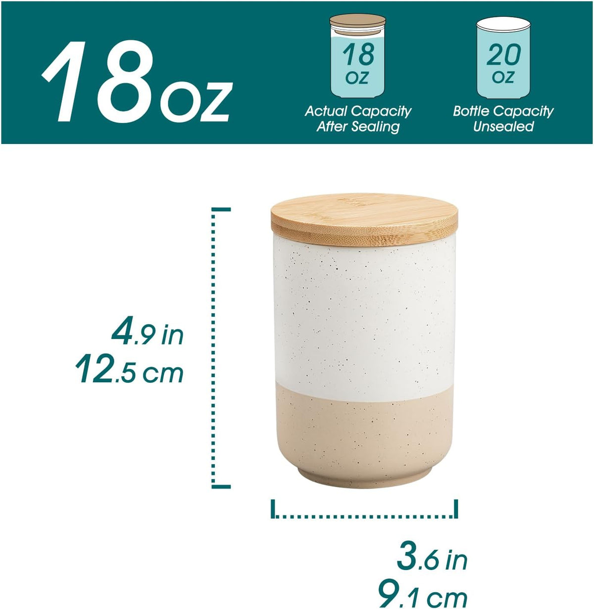 vancasso Sabine Ceramic Canister Set with Airtight Wood Lids - 4-Piece Small Kitchen Storage for