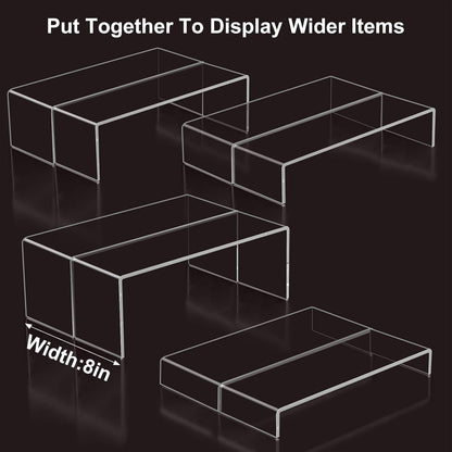 Acrylic Display Risers,12'' Large Display Stands, Thickened to 0.2''(5mm) Stackable Acrylic Shelves