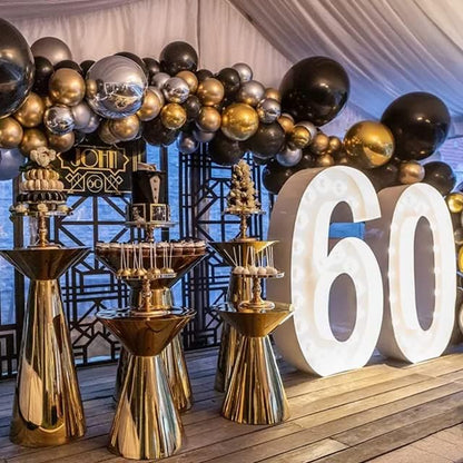 116pcs Black Gold Silver Chrome Balloon Garland Arch Kit for Gatsby Roaring 20s Birthday, New Year