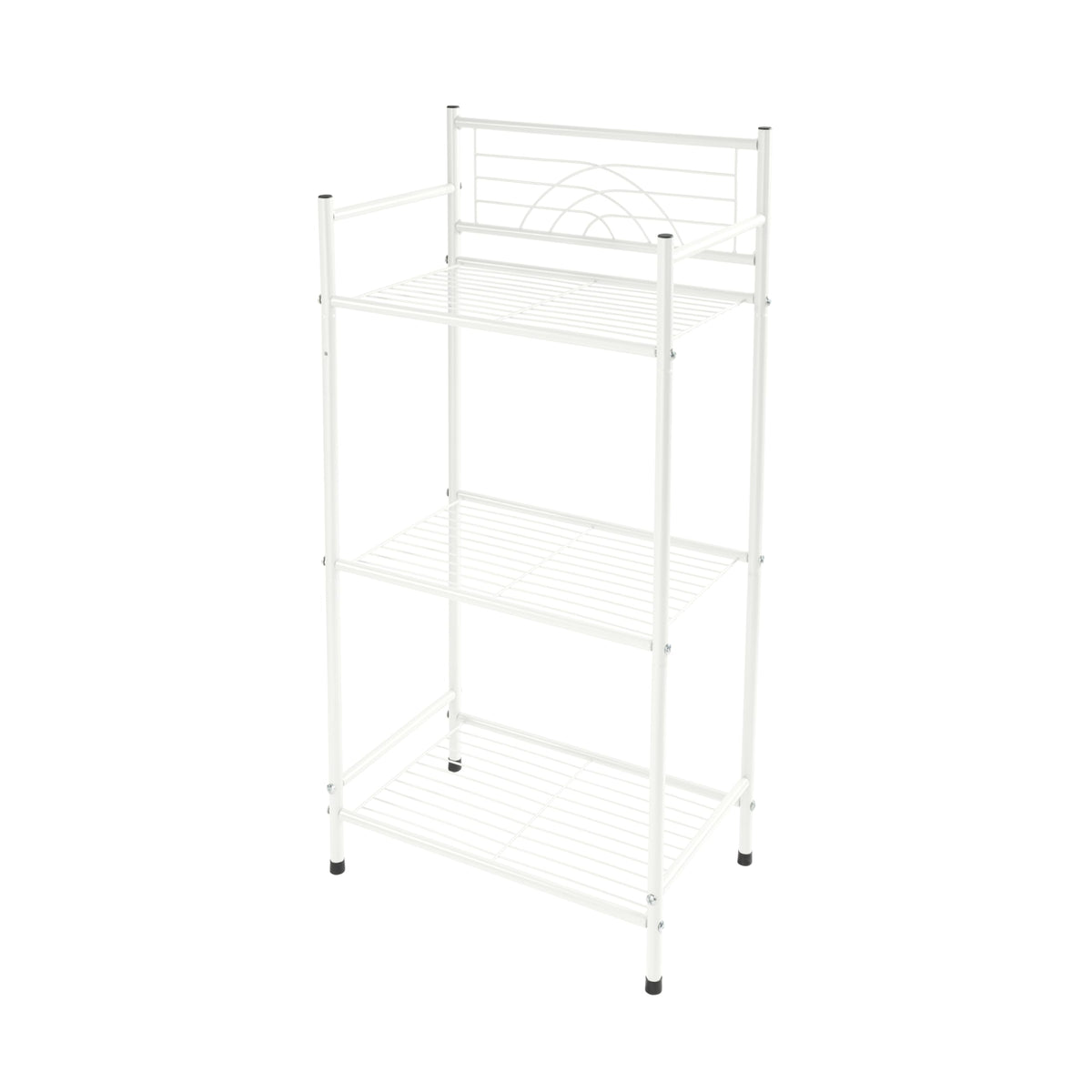 Bath Bliss 3 Tier Freestanding Bathroom Storage Shelf, White Metal Organizer Rack | Rust Resistant