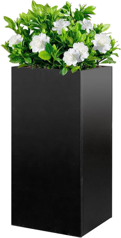 Galvanized Steel Metallic Heavy Planter for Outdoor Plants Metal Planters Box 14"x14"x30" Spliced