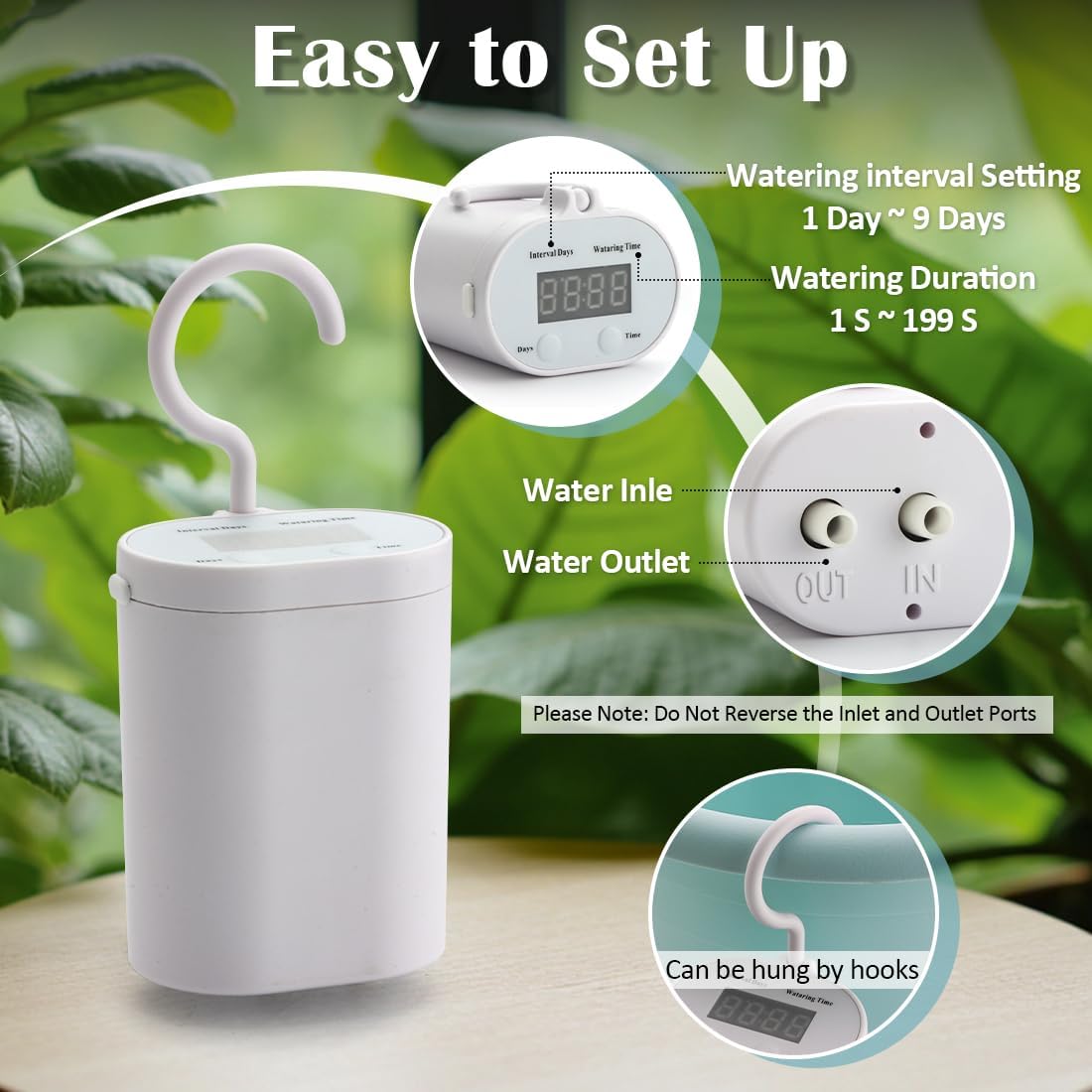 Hanging Planters 10 Inch, 4 Pcs Flower Pots Automatic Watering System Set, Self Watering Hanging