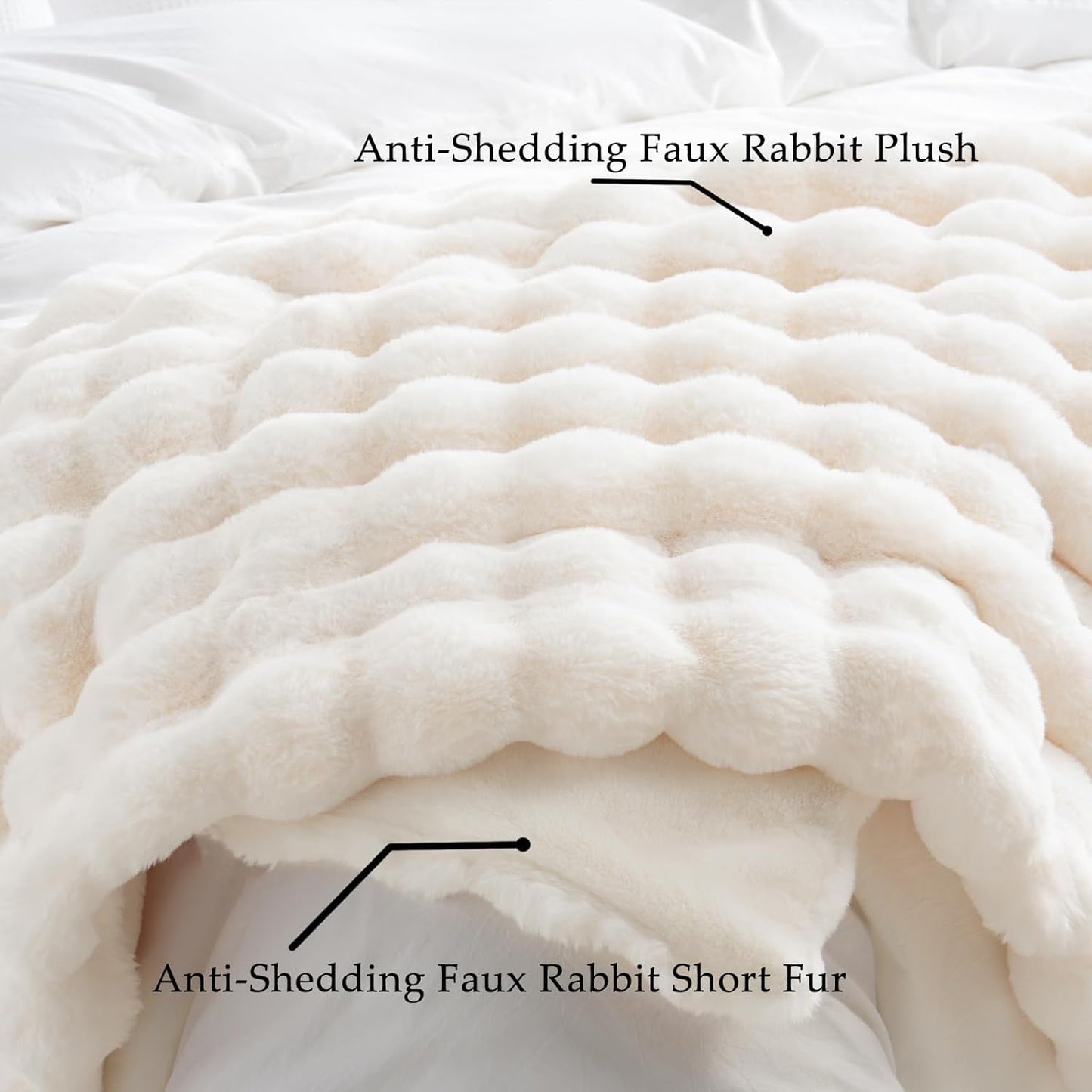 BENVWE Faux Fur Throw Blanket for Couch Bed - Fluffy Soft Thick Bubble Blanket for Living Room Home