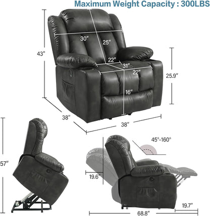 PARKOL Power Lift Recliner Chair for Elderly Breathable Leather Recliner Chair with Massage and