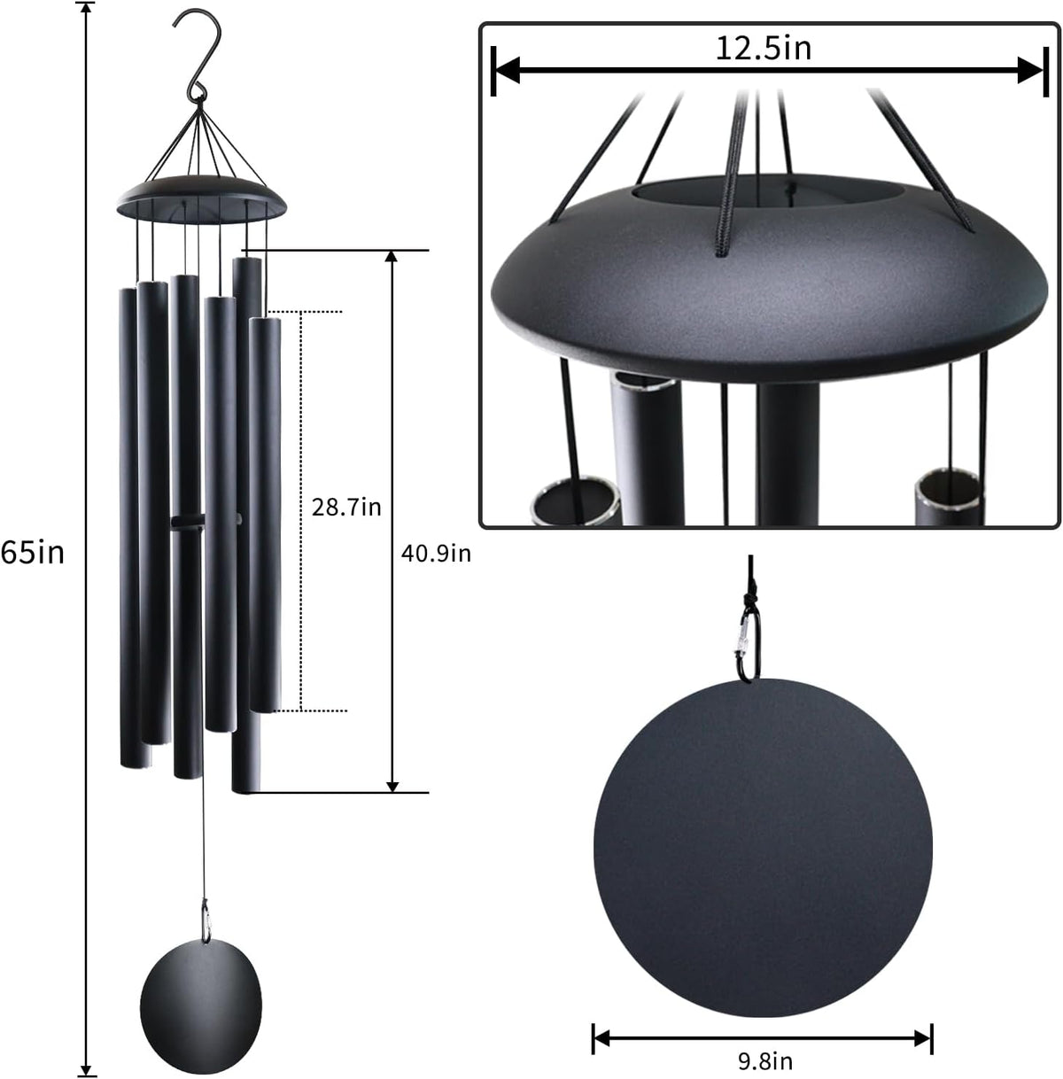 ASTARIN 65 in Wind Chimes for outisde - Extra Large Outdoor Handcrafted WindChimes,Deep Tone Metal