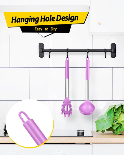 Silicone Pasta Fork and Ladle Spoon Set, Large Non Stick Kitchen Utensils for