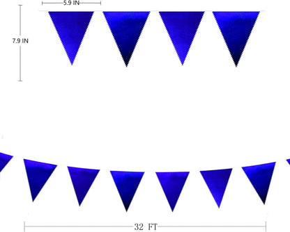 Royal Blue Party Decoration Navy Blue Triangle Pennant Banner Flag Dark Blue Metallic Fabric