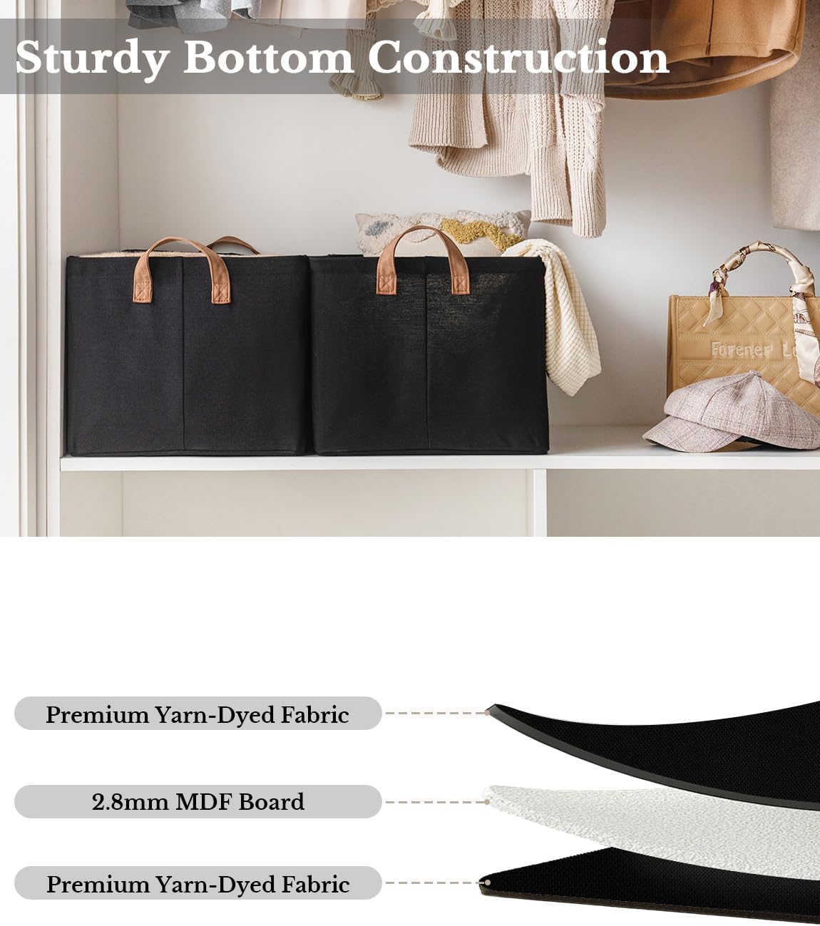 StorageWorks Storage Bins, Fabric Storage Bins for Shelves, Extra Large Storage Baskets with Metal