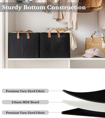 StorageWorks Storage Bins, Fabric Storage Bins for Shelves, Extra Large Storage Baskets with Metal