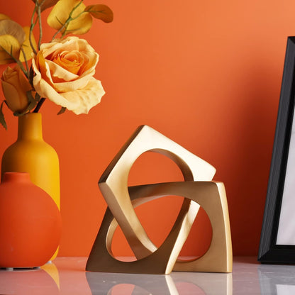 XMGZQ Gold Knot Statue for Coffee Table Centerpiece Decor,Modern Abstract Art Geometric Sculpture