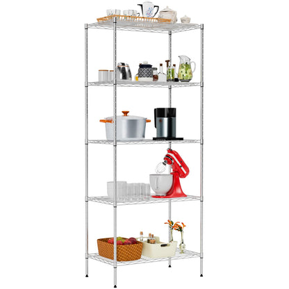 Large Wire Shelving Unit 5-Tier Metal Storage Shelves Heavy Duty Garage Shelving Adjustable Storage