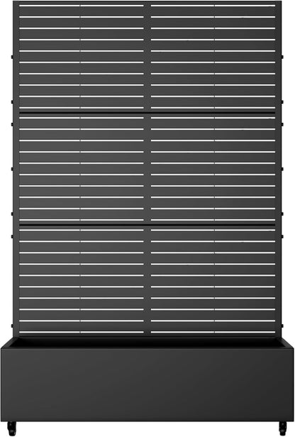 Casaphoria Metal Raised Garden Bed with Trellis and Wheels, 72"x47"x16" Planter Box for Climbing