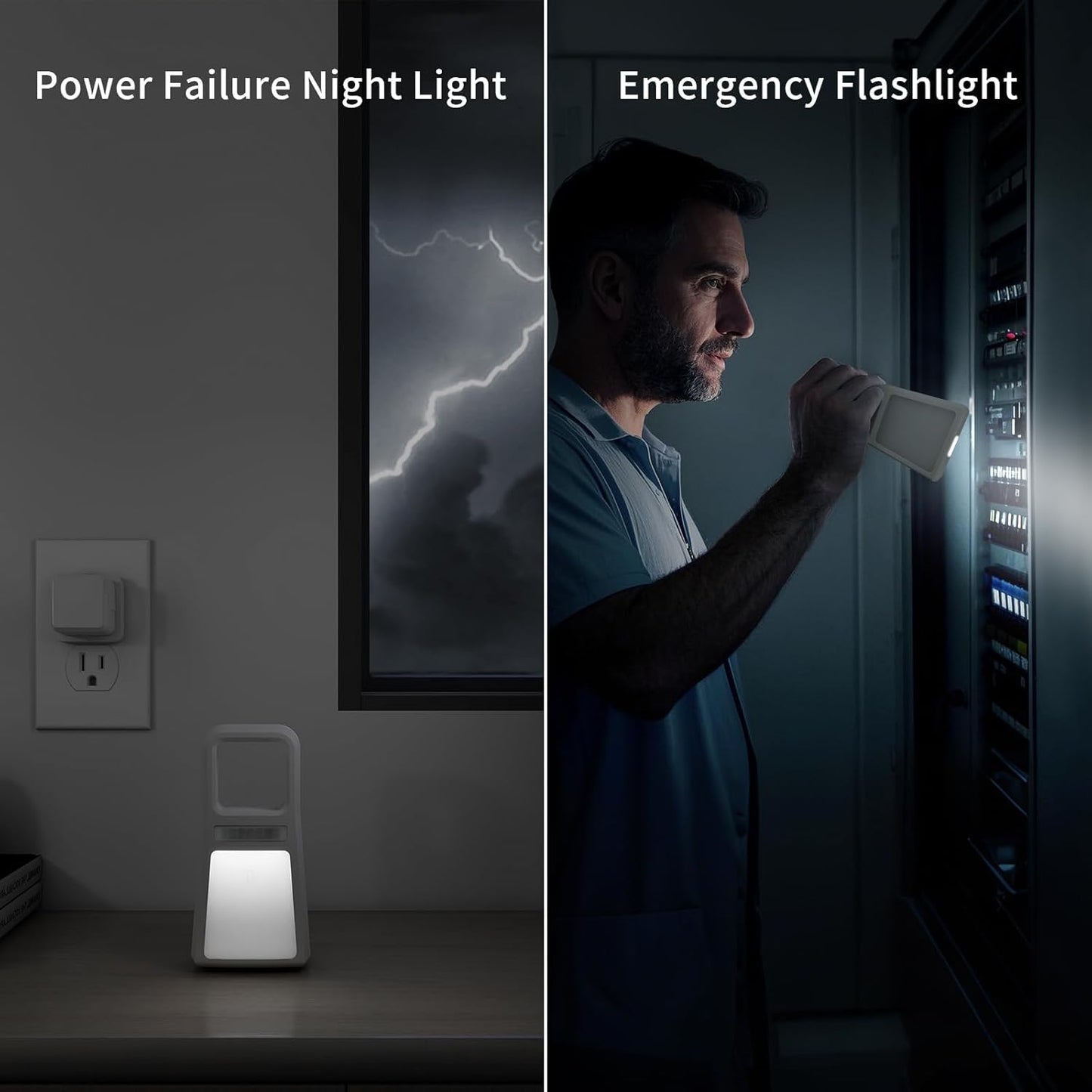 Dawnrise 2 Pack 5-in-1 Power Failure Night Light, Multifunctional Rechargeable Motion Sensor Night