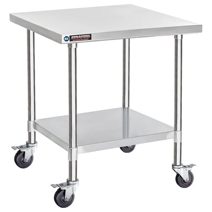 DuraSteel 30x30 NSF Stainless Steel Cart - Heavy Duty Rolling Food Prep Table with Undershelf