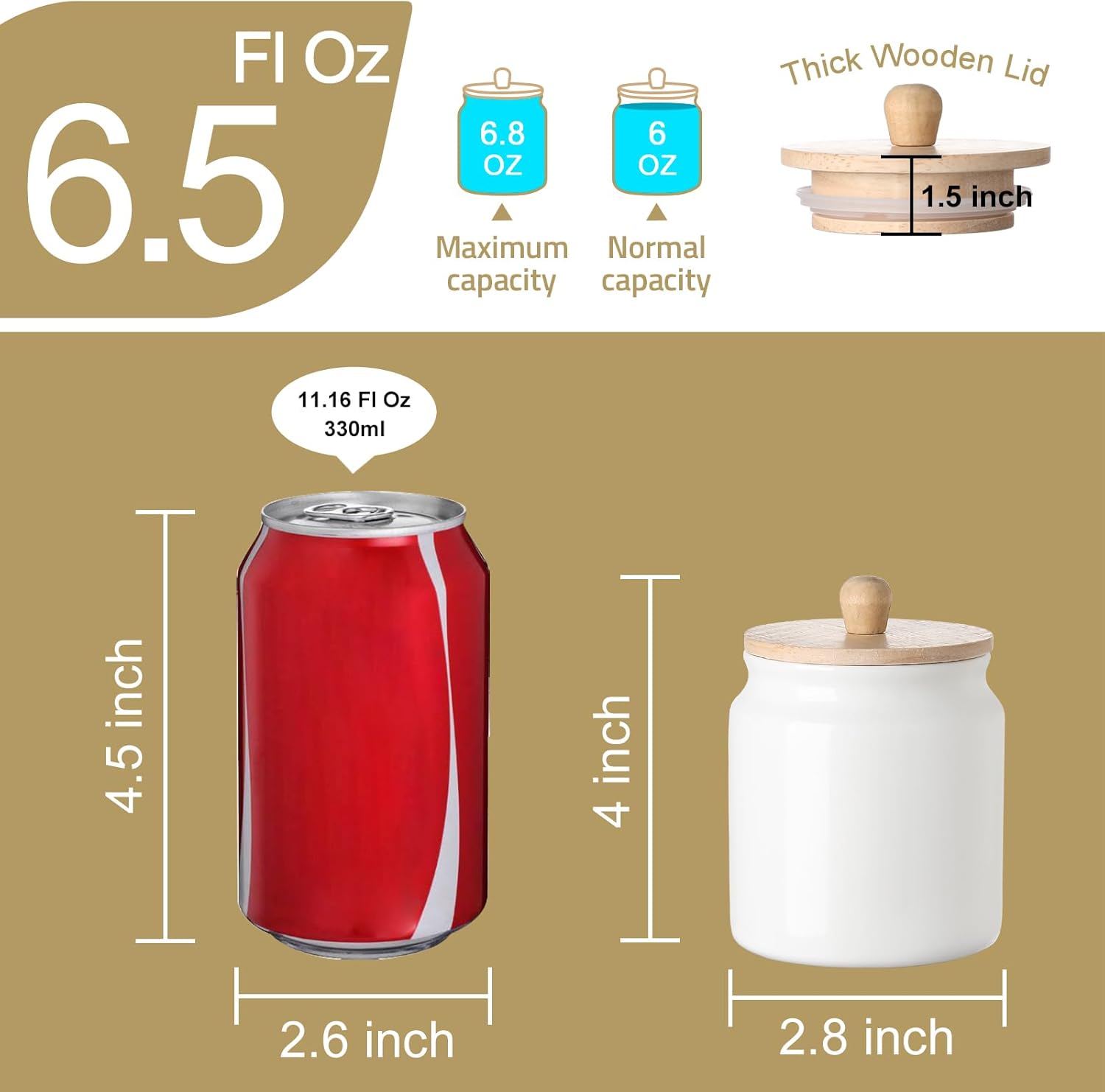 Sweejar Ceramic Kitchen Canisters, Porcelain Food Storage Jar with Airtight Seal Wooden Lid, Home