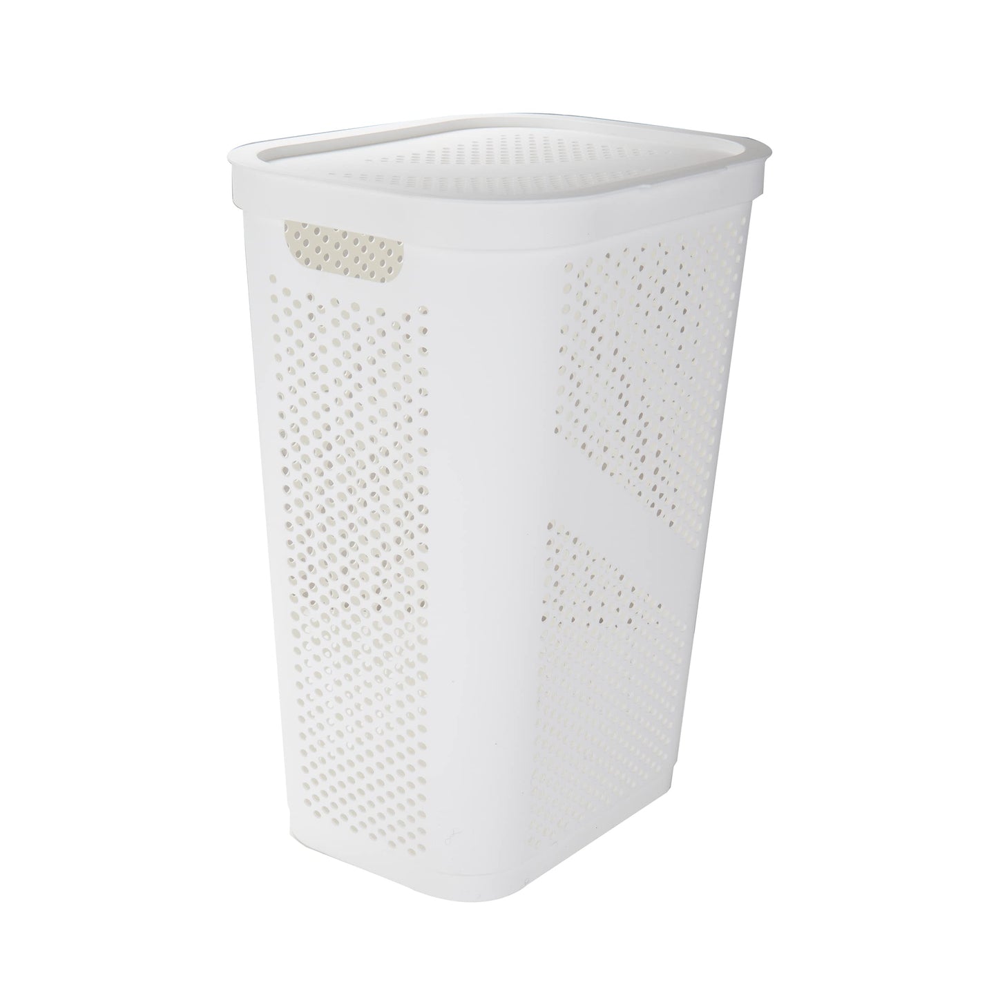Mind Reader 60L Slim Laundry Hamper, Clothes Basket, Lid, Ventilated, Plastic, Set of 2, White