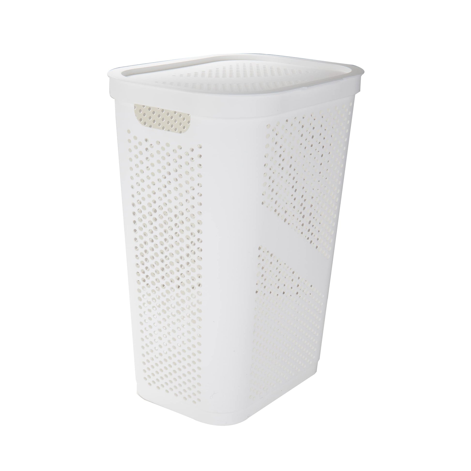 Mind Reader 60L Slim Laundry Hamper, Clothes Basket, Lid, Ventilated, Plastic, Set of 2, White