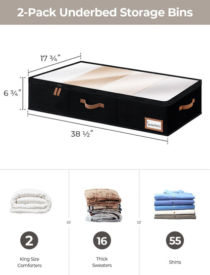 StorageWorks Extra Large Under Bed Storage Containers with Handles and Label Holder, 2 Pack