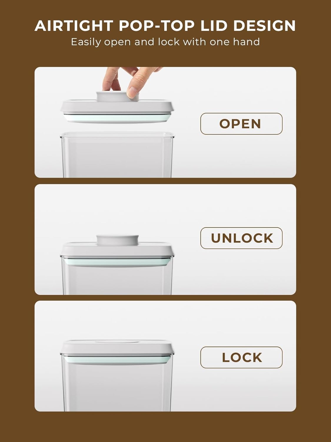 Pop Storage Set – 4 Pack Airtight Food-Grade Containers with Lids, BPA-Free, with Measurement Marks