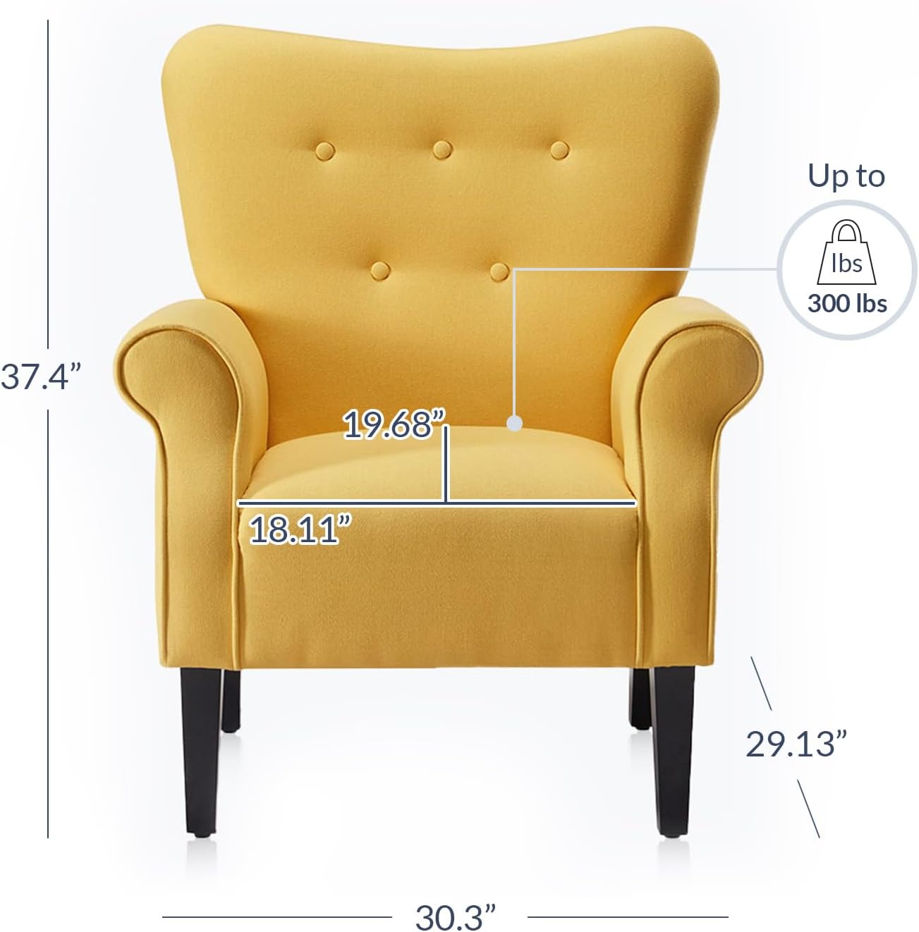 BELLEZE Modern Accent Chair, High Back Armchair, Upholstered Wingback Side Chair, Padded Single