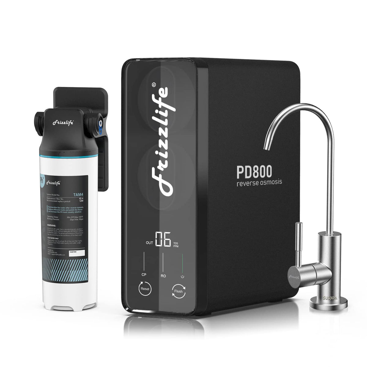 Frizzlife 800GPD Reverse Osmosis Water Filter, Alkaline Mineral pH+ Reverse Osmosis System, 9-Stage