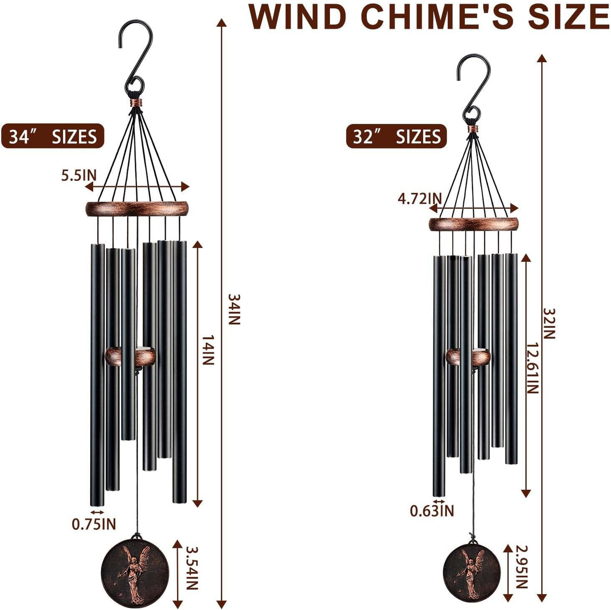 Wind Chimes for Outside, Angel Deep Tone Vintage Wind Chime Outdoor Clearance