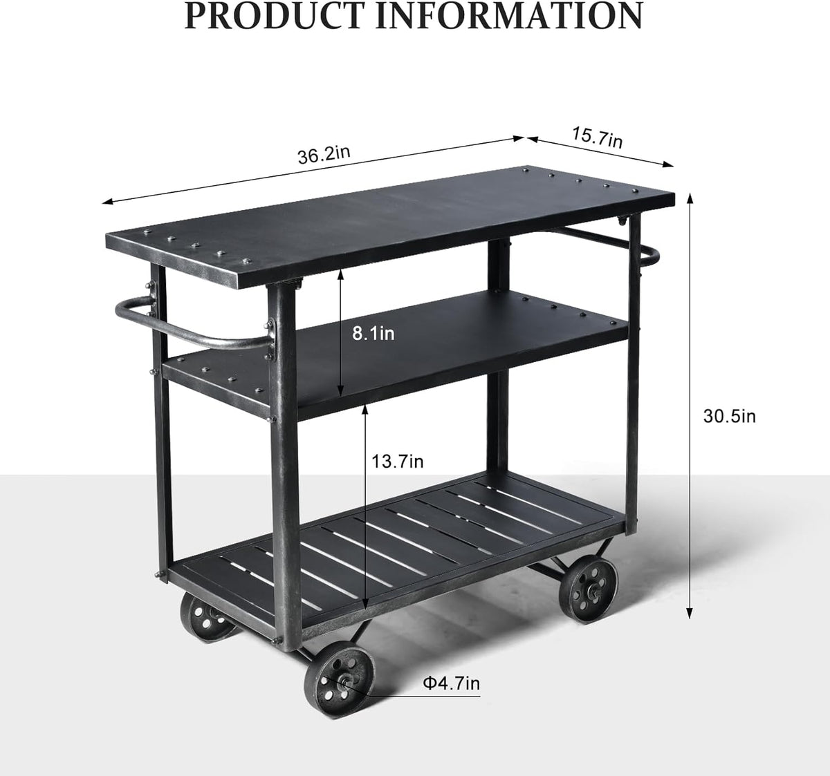 Diwhy Industrial 3 Tier Rolling Utility Storage Cart Wine Beverage, Metal Wine Rack with Wheels
