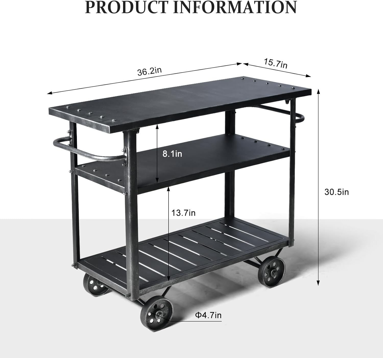 Diwhy Industrial 3 Tier Rolling Utility Storage Cart Wine Beverage, Metal Wine Rack with Wheels