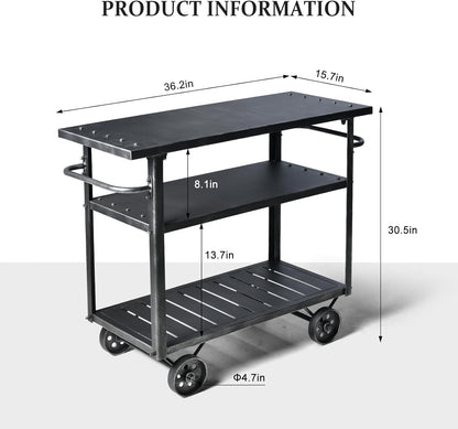 Diwhy Industrial 3 Tier Rolling Utility Storage Cart Wine Beverage, Metal Wine Rack with Wheels
