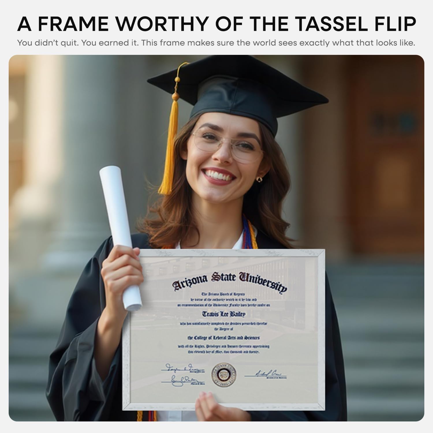 Homeforia 11x14 White Diploma Frame, High End Black Oak 11 x 14 Certificate Wood Frames with Mat