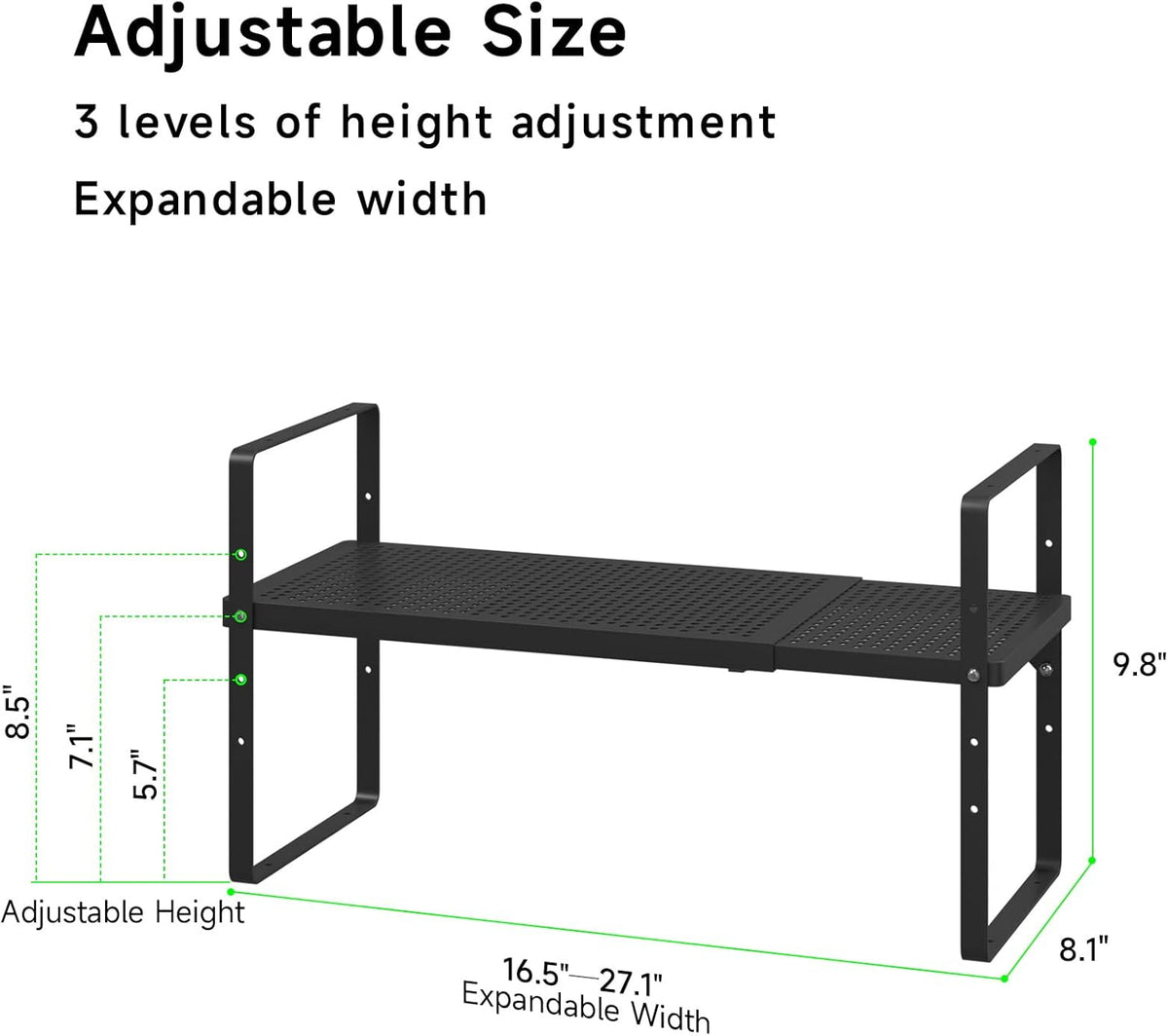 Expandable Cabinet Organizer Shelf, Stackable Shelf Riser for Small Kitchen Pantry Desk Cupboard