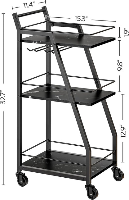 Bar Cart, Bar Cart for The Home, Small Bar Cart on Wheels, Beverage Cart, Home Bar Serving Cart