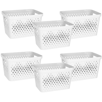 Glad Plastic Storage Basket Set, Value Pack of 6 | Open Storage Bins for Shelves, Bathroom, Pantry