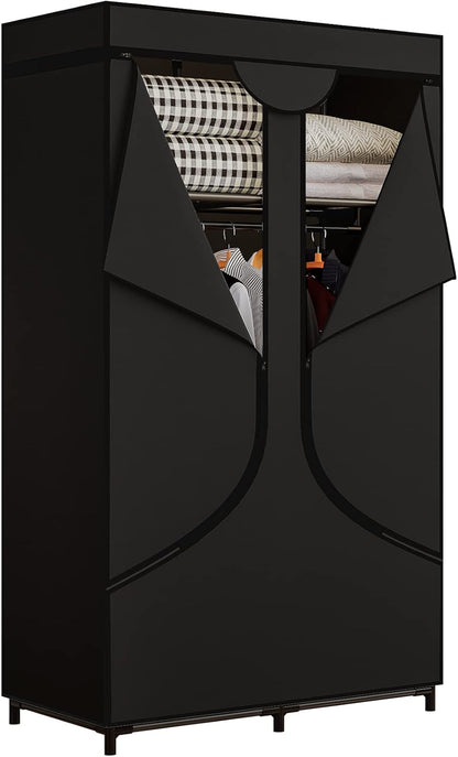 SORCEDAS Portable Wardrobe Closet Storage Organizer Metal Hanging Rack Non-Woven Fabric 34 Inch