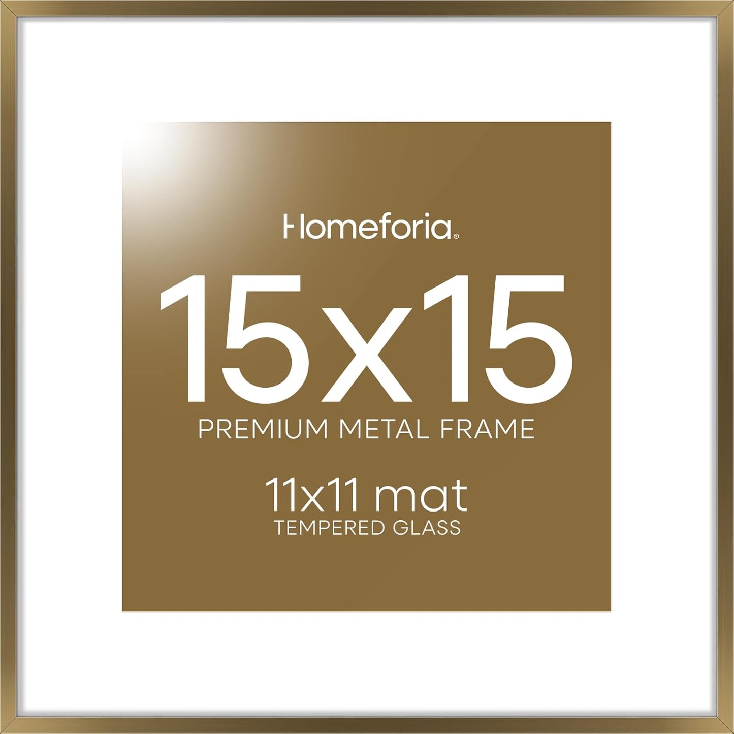 Homeforia 15x15 Picture Bronze Frame, High End Metal 15 x 15 Square Poster Frame with Mat 11 x 11