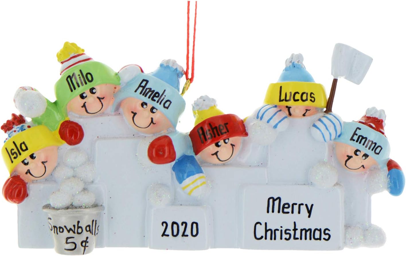 Personalized Family Christmas Ornament - Custom Ornament Family of 6 Xmas Ornaments 2024 Snowball