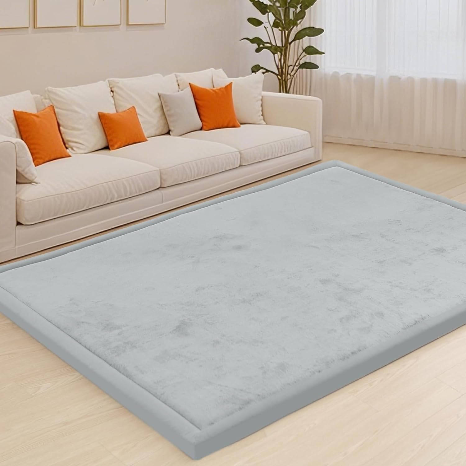 ACOMOPACK Baby Play Mat for Floor,1.3" Thick Memory Foam Area Rug for Living Room,Soft Velvet