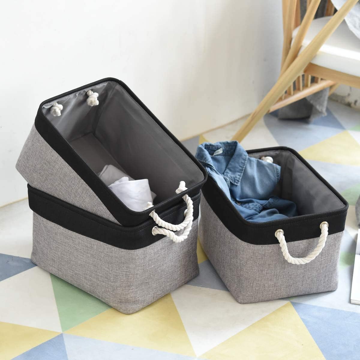TheWarmHome Storage Basket for Organizing- 16x12x8 inch 1 Pack Fabric Storage Cubes, Bins for