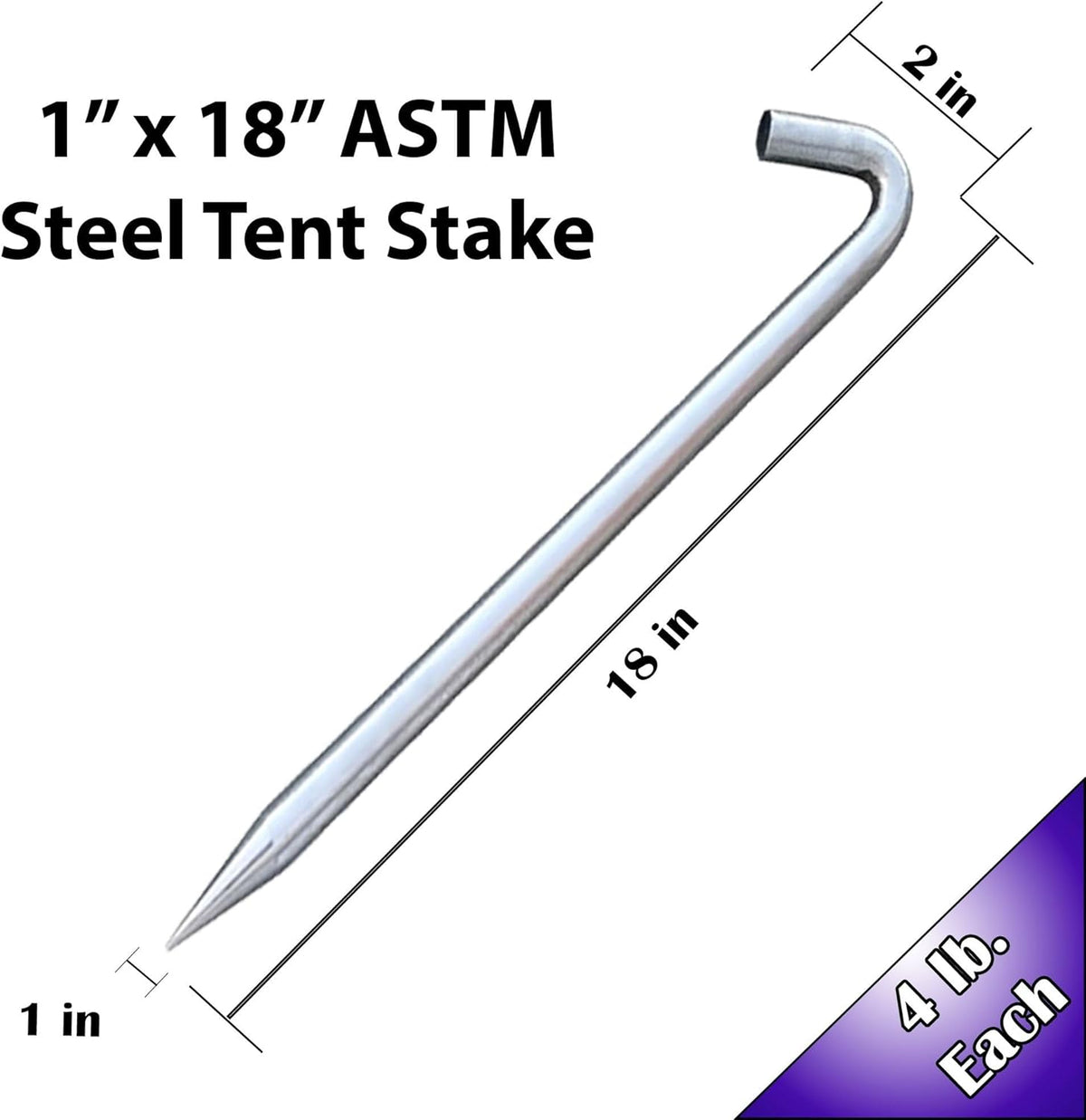 Moose Supply Steel Tent Stakes Heavy Duty Ground Stake, Metal Stakes to Anchor Commercial