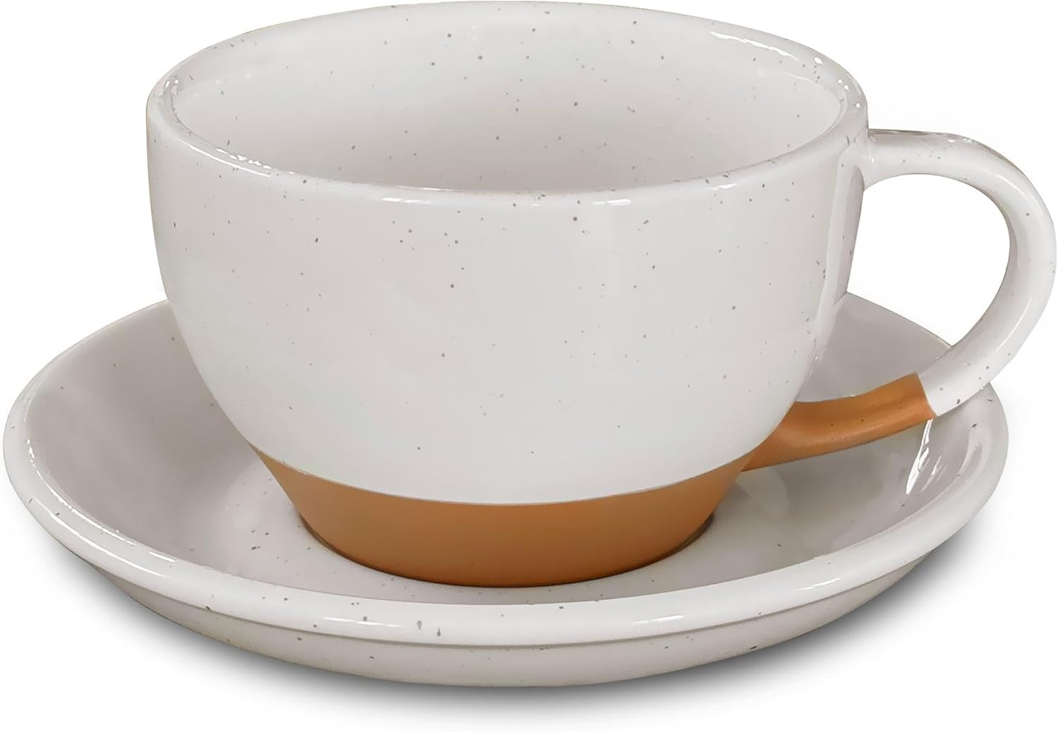 Mora Ceramic Latte Art Mug With Saucer - 10.5 oz, Round Bottom For Perfect Pours - Cafe Cups for