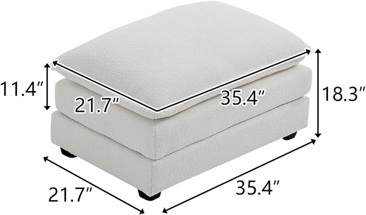 Karl home Modular Ottoman for Sectional Sofa, Teddy Fleece Comfy Upholstered Furniture for Living