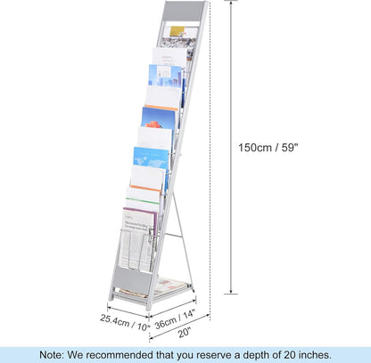PATIKIL Detachable Magazine Display Racks Floor Standing 10 Layers Brochure Stand Catalog