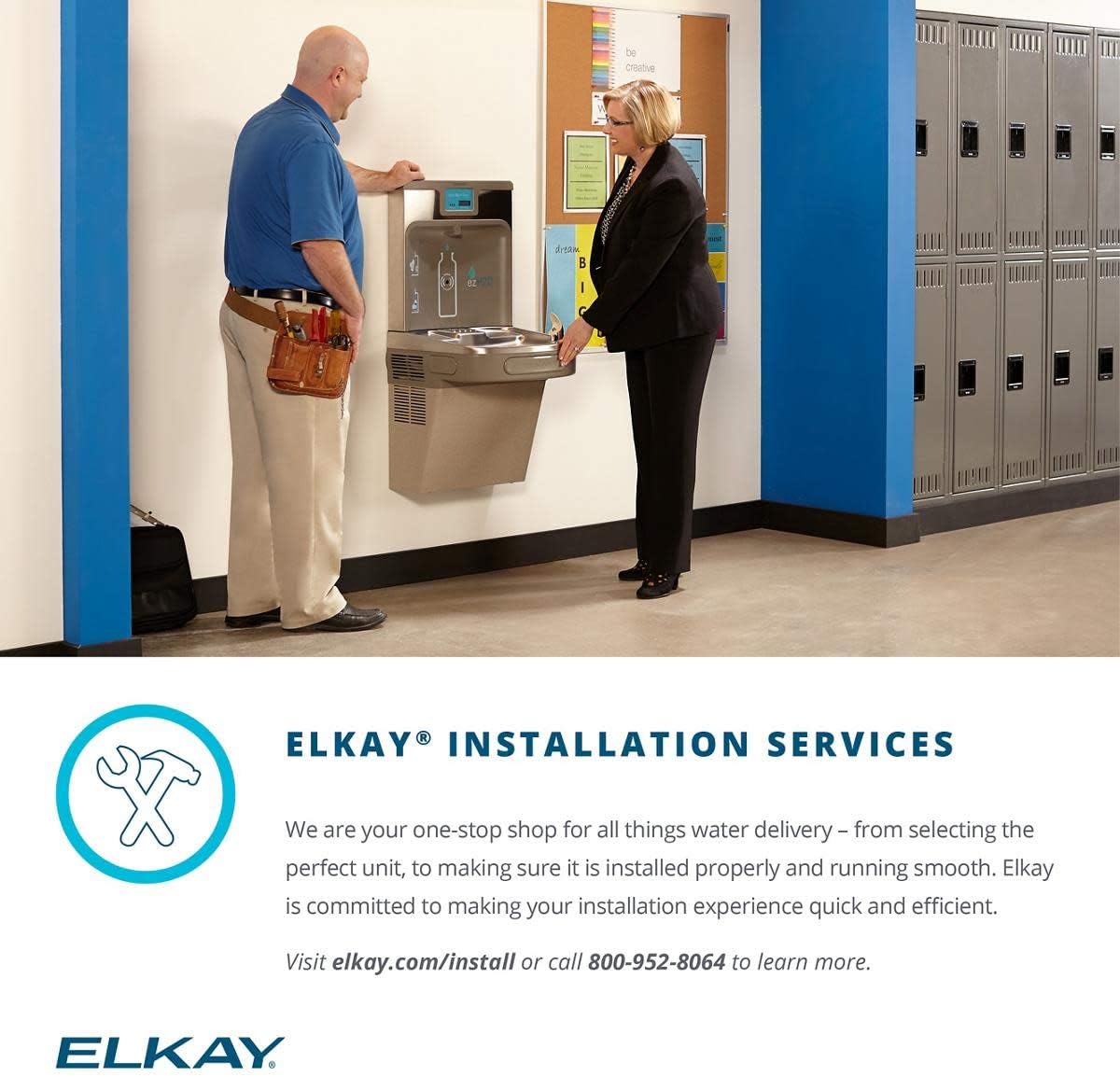 Elkay EZO8WS EZH2O Refrigerated Single Drinking Fountain with Bottle Filling Station and Hands Free